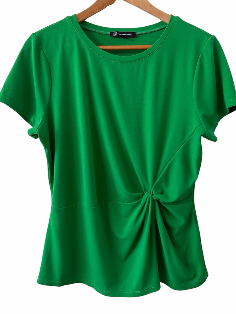 INC International Concepts Green Twist-Front Short Sleeve Top size Large
